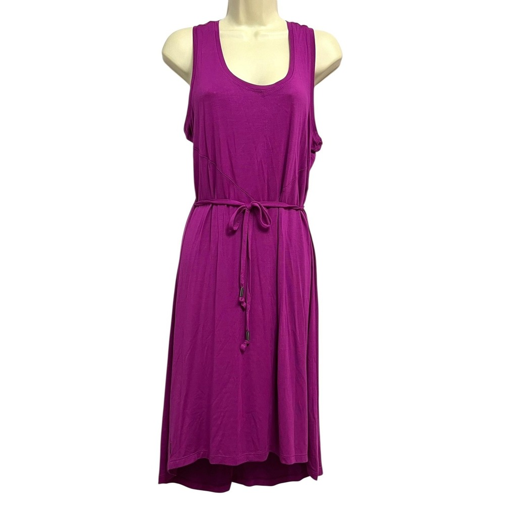 Lole Dress Womens Small Purple Belted Tank Racerback High Low Hem Midi Sundress